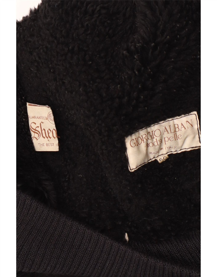 Vintage Mens Shearling Jacket IT 50 Large Black Shearling