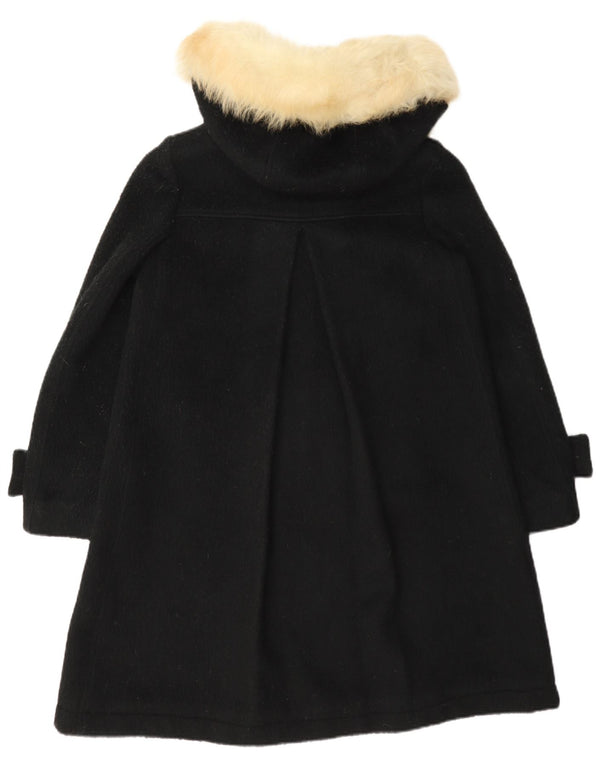 Vintage Damen Kapuzen-Dufflecoat UK 10 Kleine schwarze Wolle