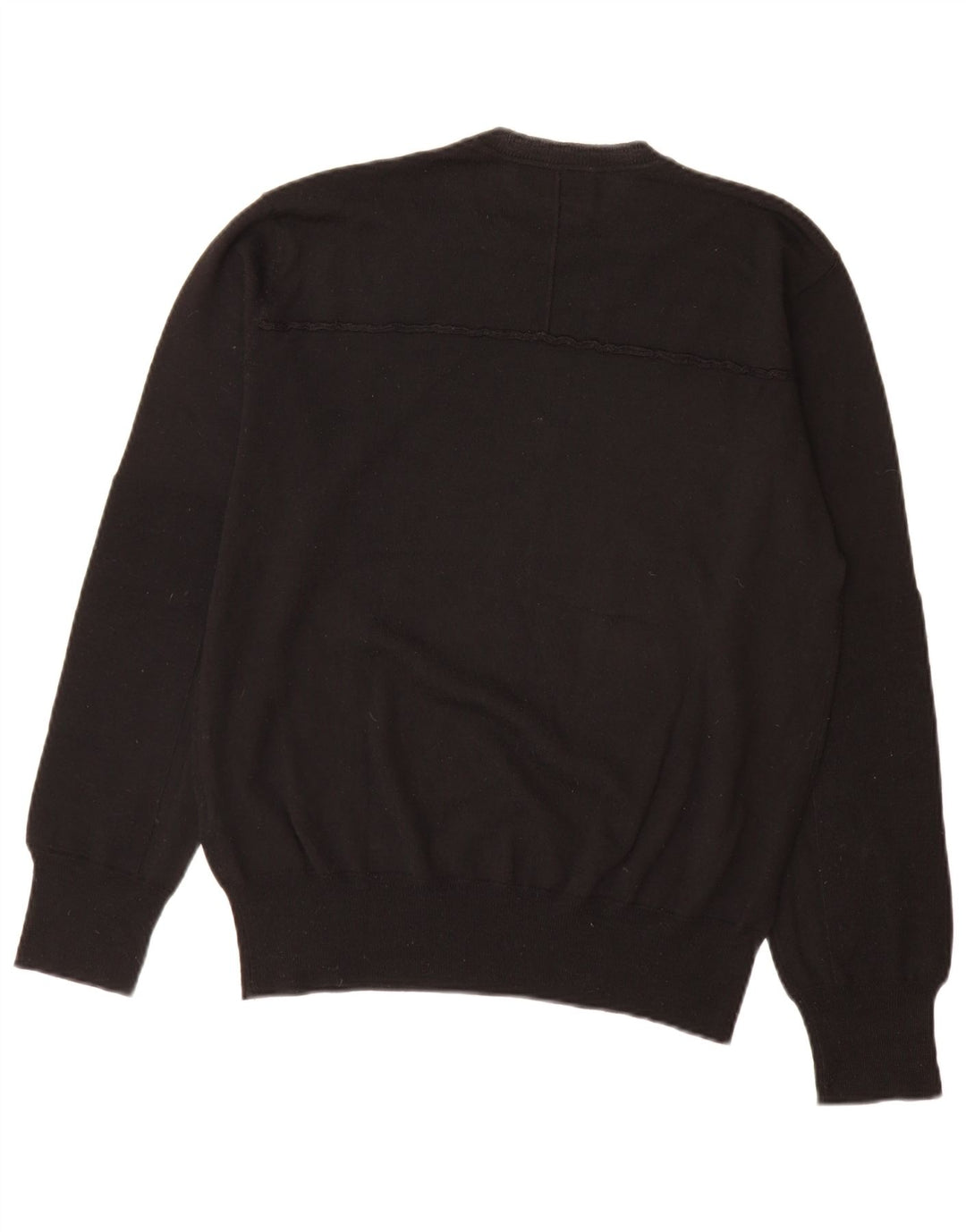 Zara Mens Crew Neck Jumper Sweater XL Black Wool