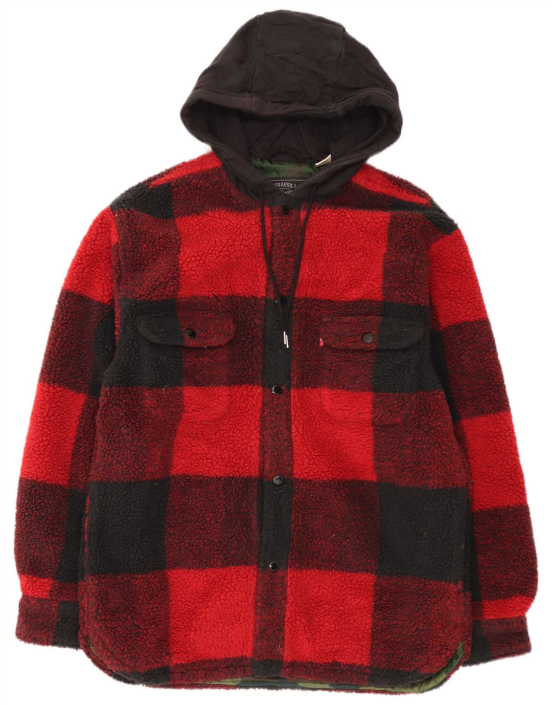 Levi's Mens Hooded Lumberjack Flannel Shirt Small Red Check