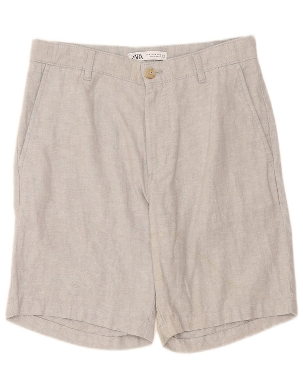 Zara Herre Chino Shorts EU 38 Small W30 Grå Linned