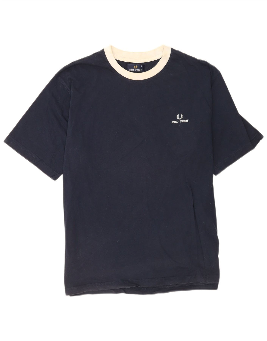 Fred Perry Mens T-Shirt Top Large Navy Blue Cotton