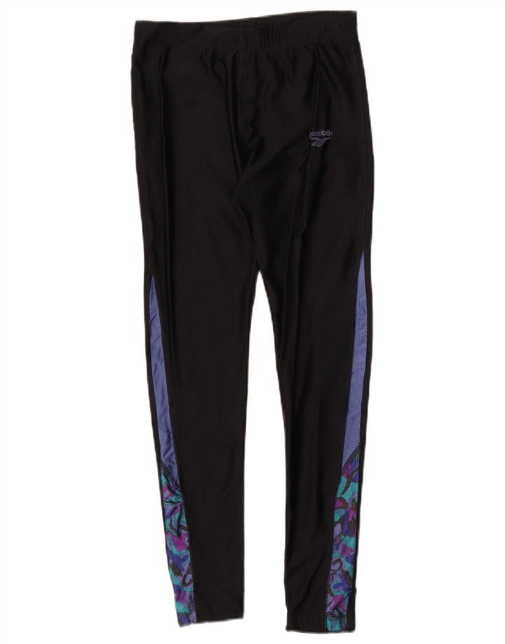 Reebok Womens Leggings UK 12 Medium Black Colourblock Polyester