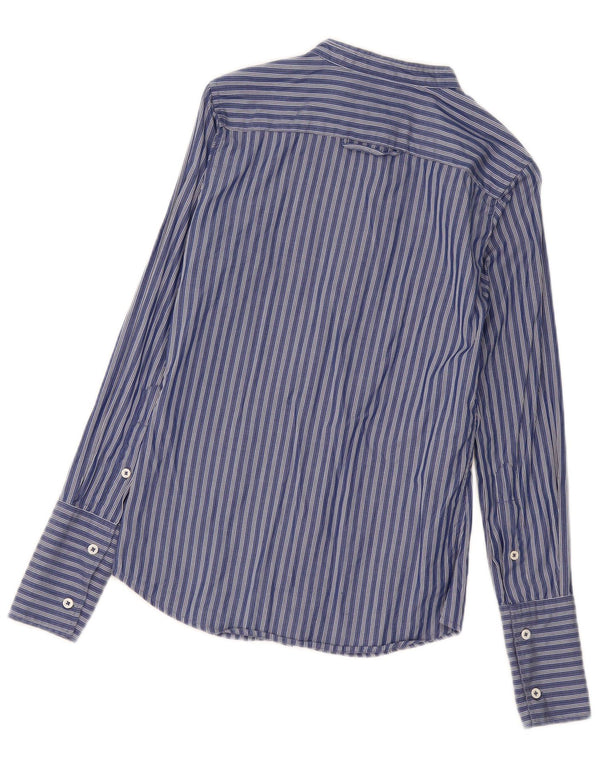 Benetton Womens Shirt UK 10 Small Navy Blue Striped
