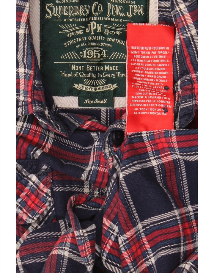 Superdry Flanelskjorte til mænd, lille marineblå ternet bomuld