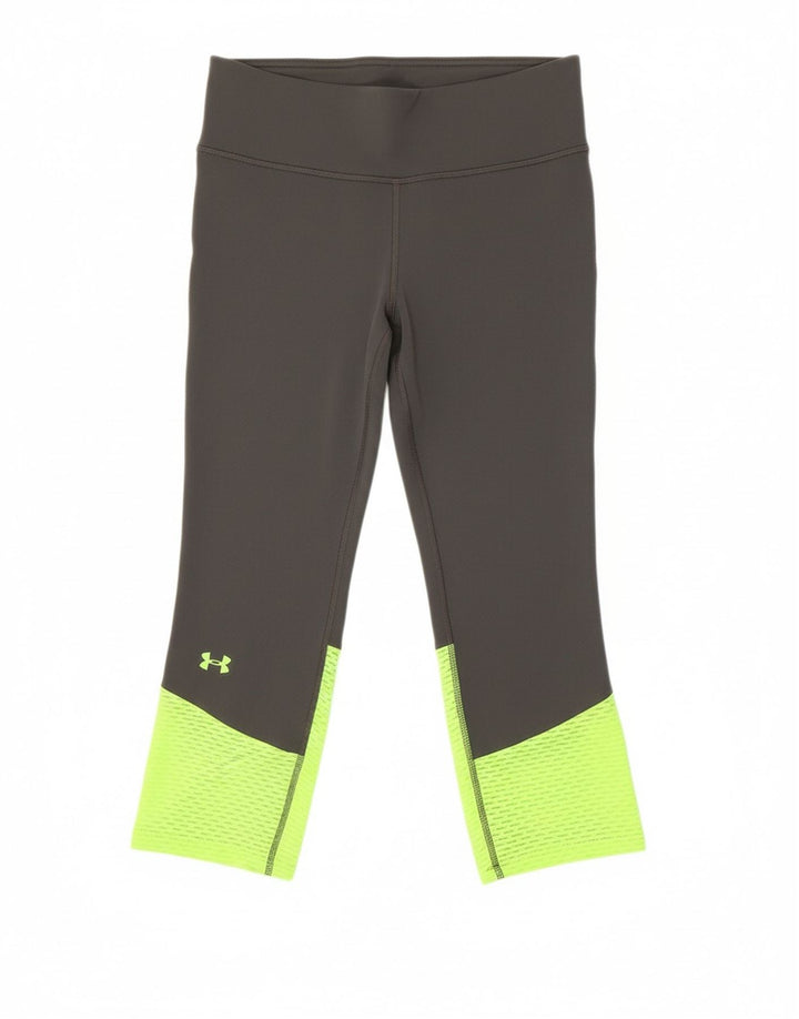 UNDER ARMOUR Womens Capri Leggings UK 8 Small  Grey Colourblock