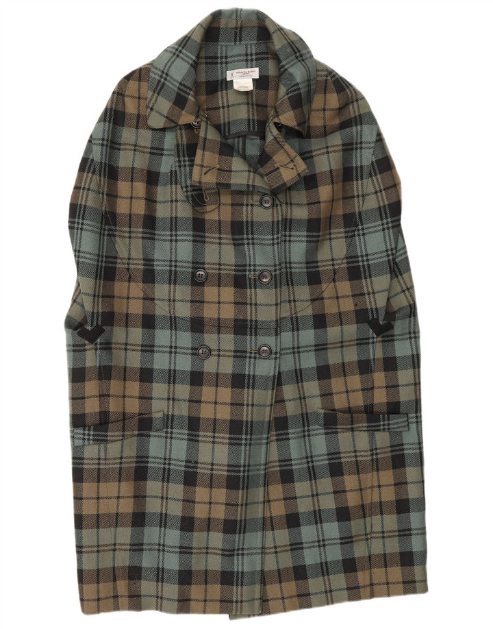 Alberto Biani Womens Double Breasted Coat IT 42 Medium Green Plaid