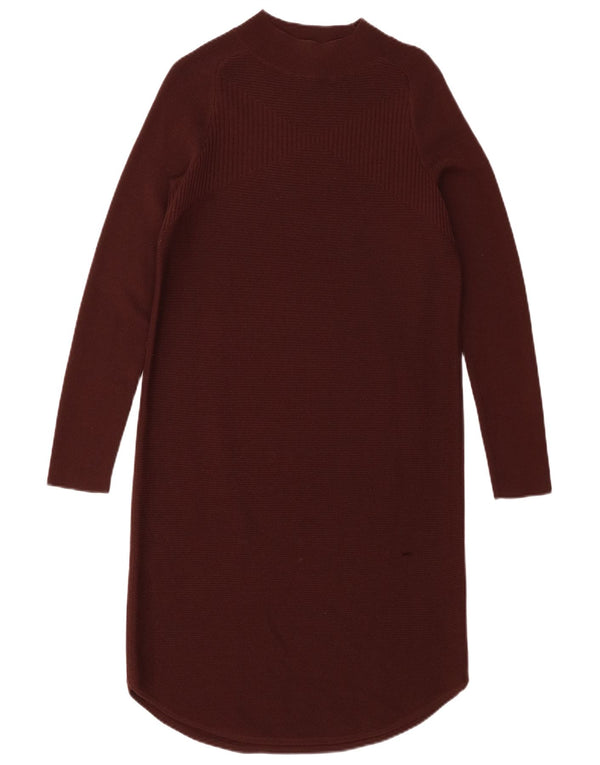 Jigsaw Dame Jumper Dress UK 6 XS Burgundy Wool