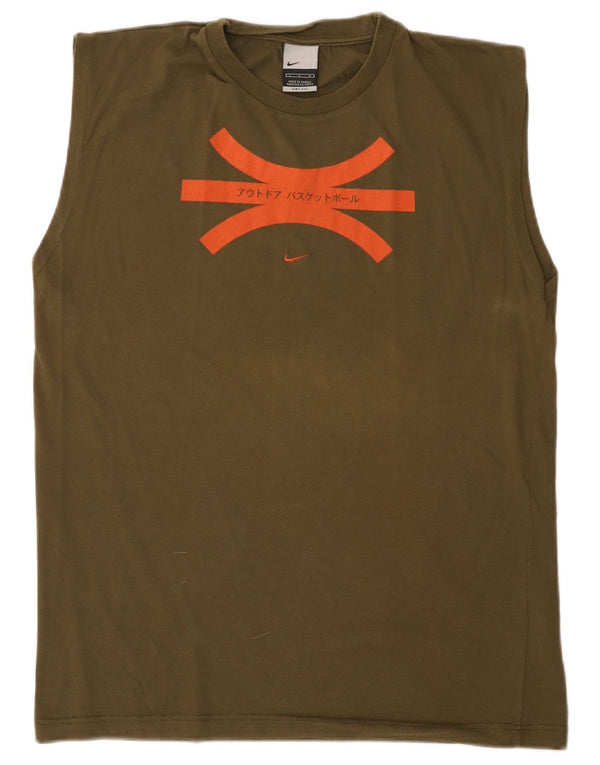 Nike Camiseta sin mangas Dri Fit Graphic para hombre, talla grande, algodón caqui