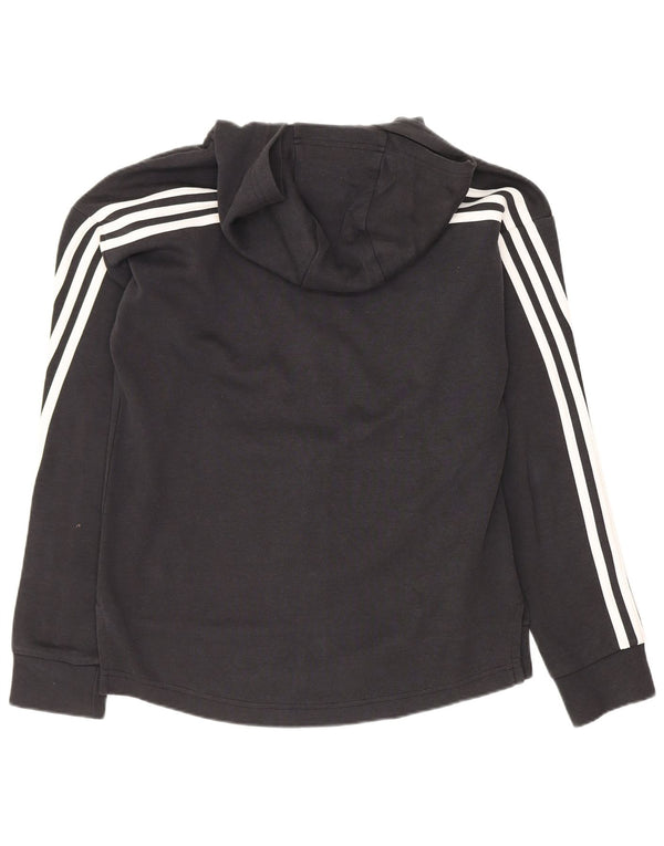 Felpa con cappuccio e zip Adidas da ragazza vestibilità regolare 13-14 anni nera sportiva