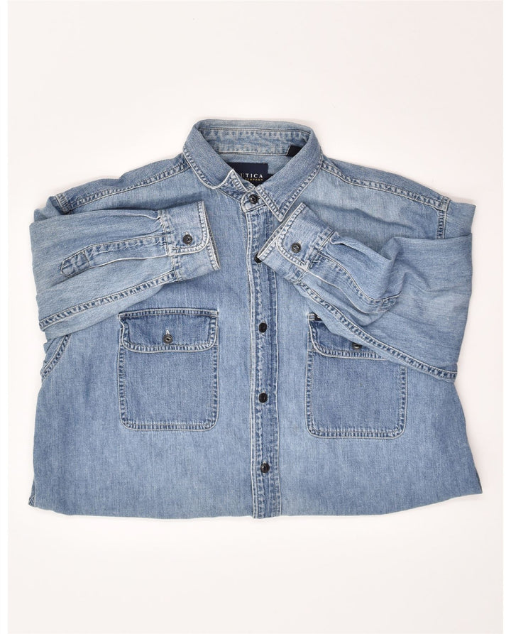 NAUTICA Mens Denim Shirt Medium Blue Cotton Vintage Nautica and Second-Hand Nautica from Messina Hembry 