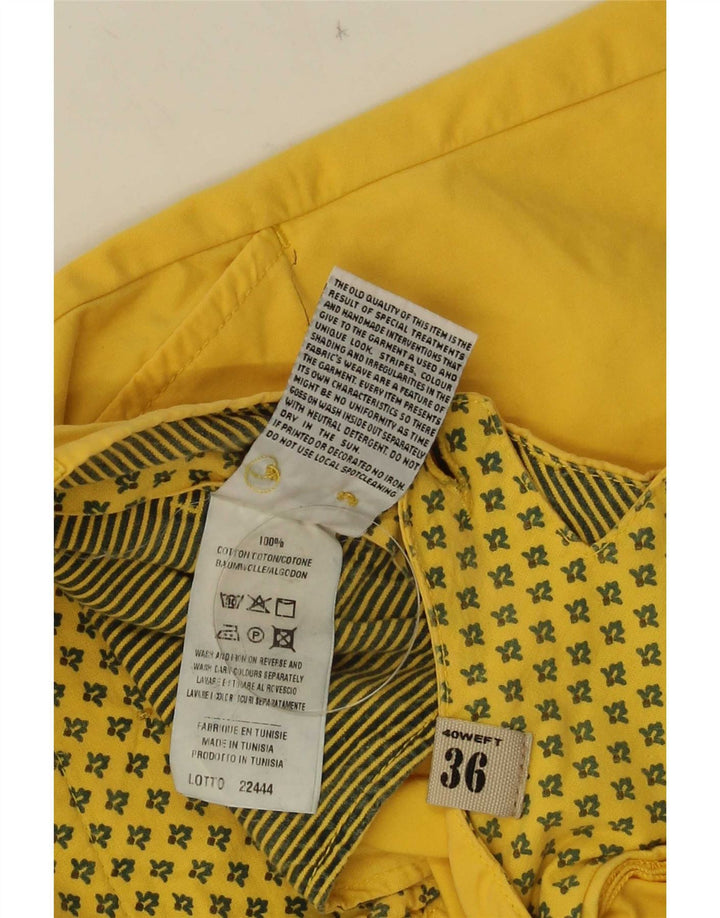 40Weft Mens Chino Shorts W36 Large  Yellow Cotton