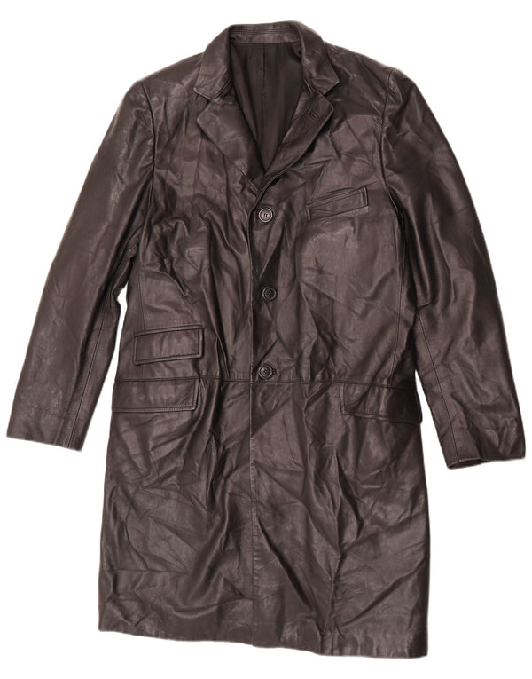 Maestrami Mens Leather Coat IT 50 Large Black