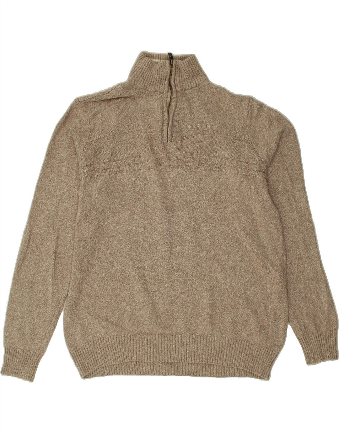 DOCKERS Mens Zip Neck Jumper Sweater Large Beige Cotton Vintage Dockers and Second-Hand Dockers from Messina Hembry 