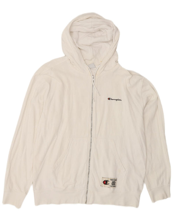 Champion Mens Zip Hoodie Sweater XL White Cotton