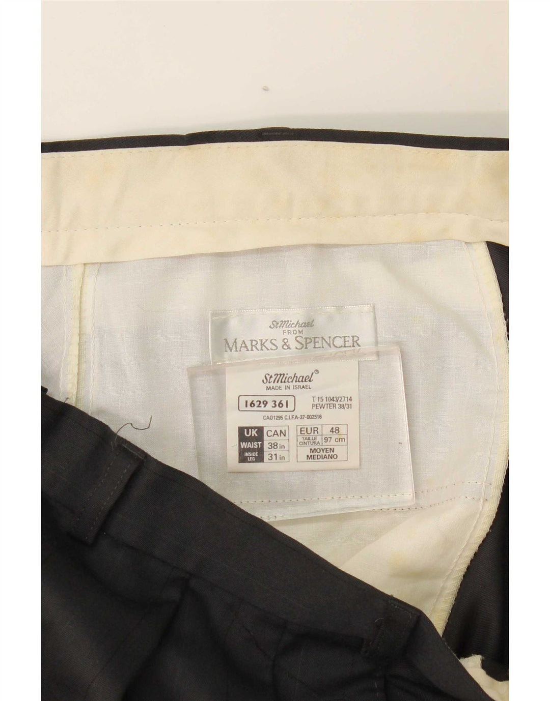 Marks & Spencer Mens Pegged Suit Trousers W38 L31 Black Polyester