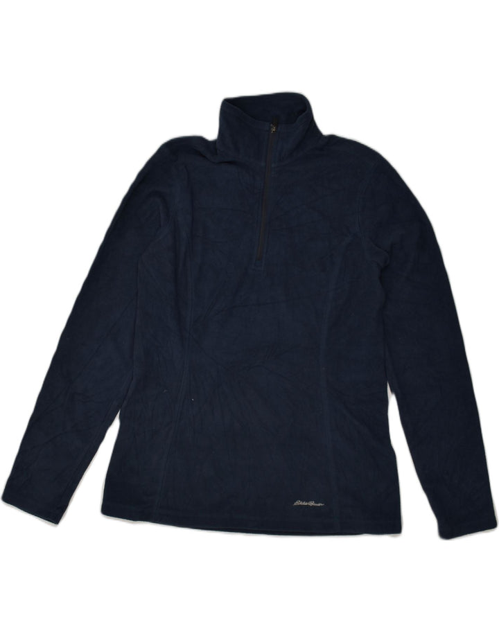 EDDIE BAUER Womens Zip Neck Fleece Jumper UK 10 Small Navy Blue Polyester | Vintage Eddie Bauer | Thrift | Second-Hand Eddie Bauer | Used Clothing | Messina Hembry 