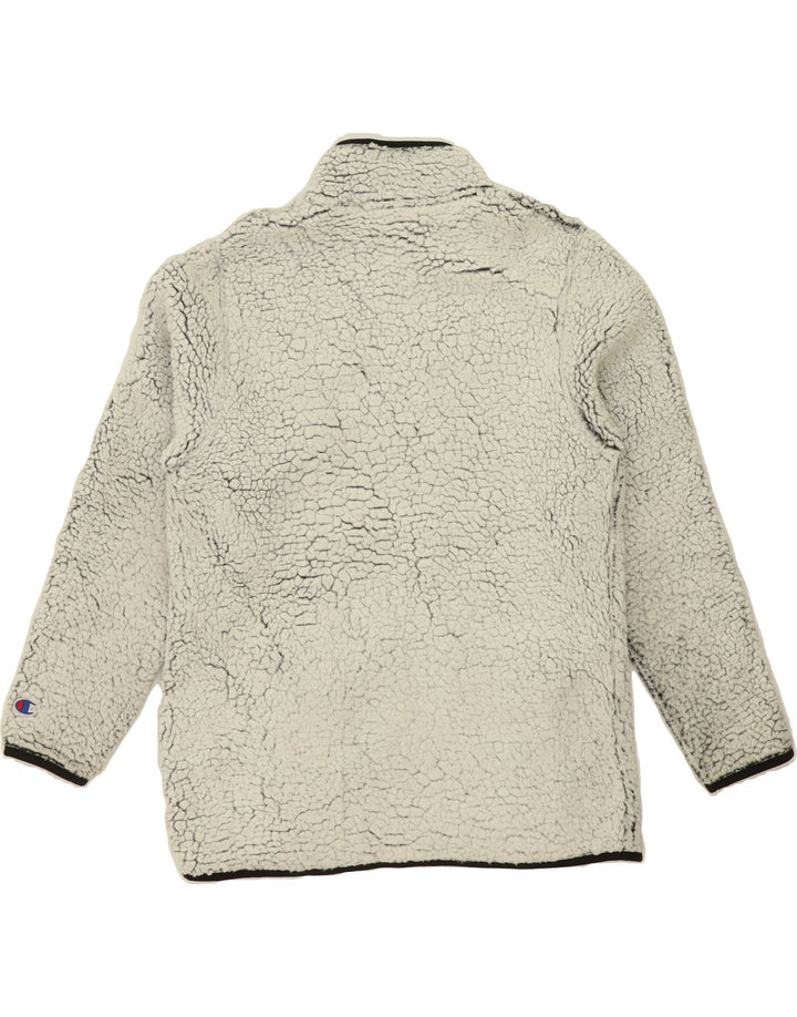 CHAMPION Womens Fleece Jacket UK 14 Medium Off White Polyester Vintage Champion and Second-Hand Champion from Messina Hembry 