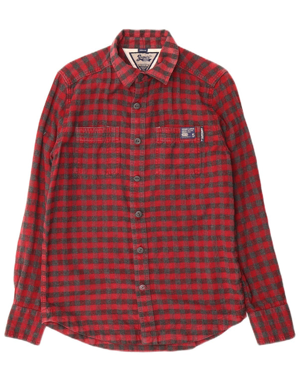 Superdry Mens Flannel Shirt Medium Red Gingham Cotton