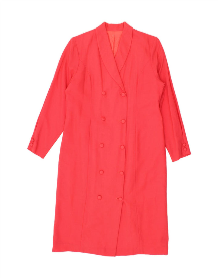 VINTAGE Womens Longline Double Breasted Blazer Jacket UK 14 Medium Pink Vintage Vintage and Second-Hand Vintage from Messina Hembry 