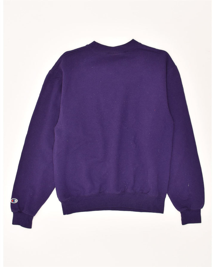 CHAMPION Mens Graphic Sweatshirt Jumper Small Purple Cotton Vintage Champion and Second-Hand Champion from Messina Hembry 