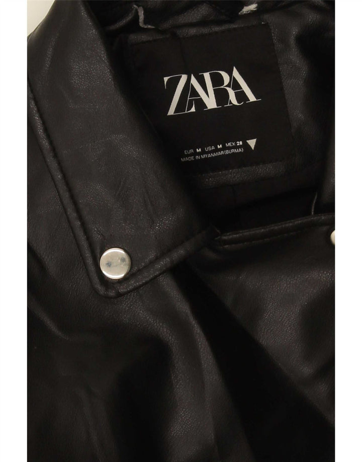Zara Womens Biker Jacket UK 12 Medium Black