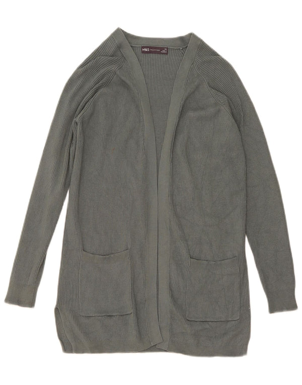 Marks & Spencer Damen Longline Open Cardigan Pullover UK 6 XS Grüne Viskose