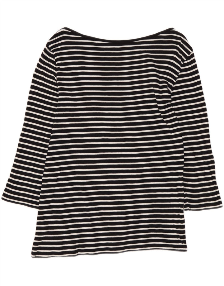 Benetton Womens Top 3/4 Sleeve UK 12 Medium Black Striped Nautical