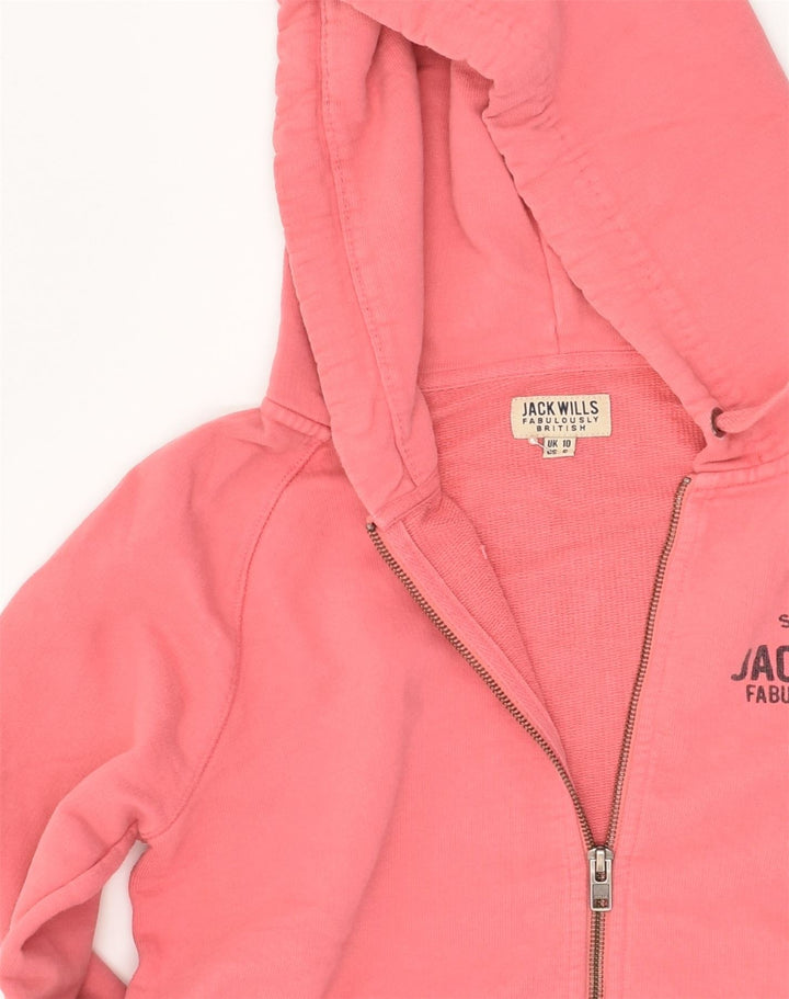 JACK WILLS Womens Zip Hoodie Sweater UK 10 Small  Pink Cotton | Vintage Jack Wills | Thrift | Second-Hand Jack Wills | Used Clothing | Messina Hembry 
