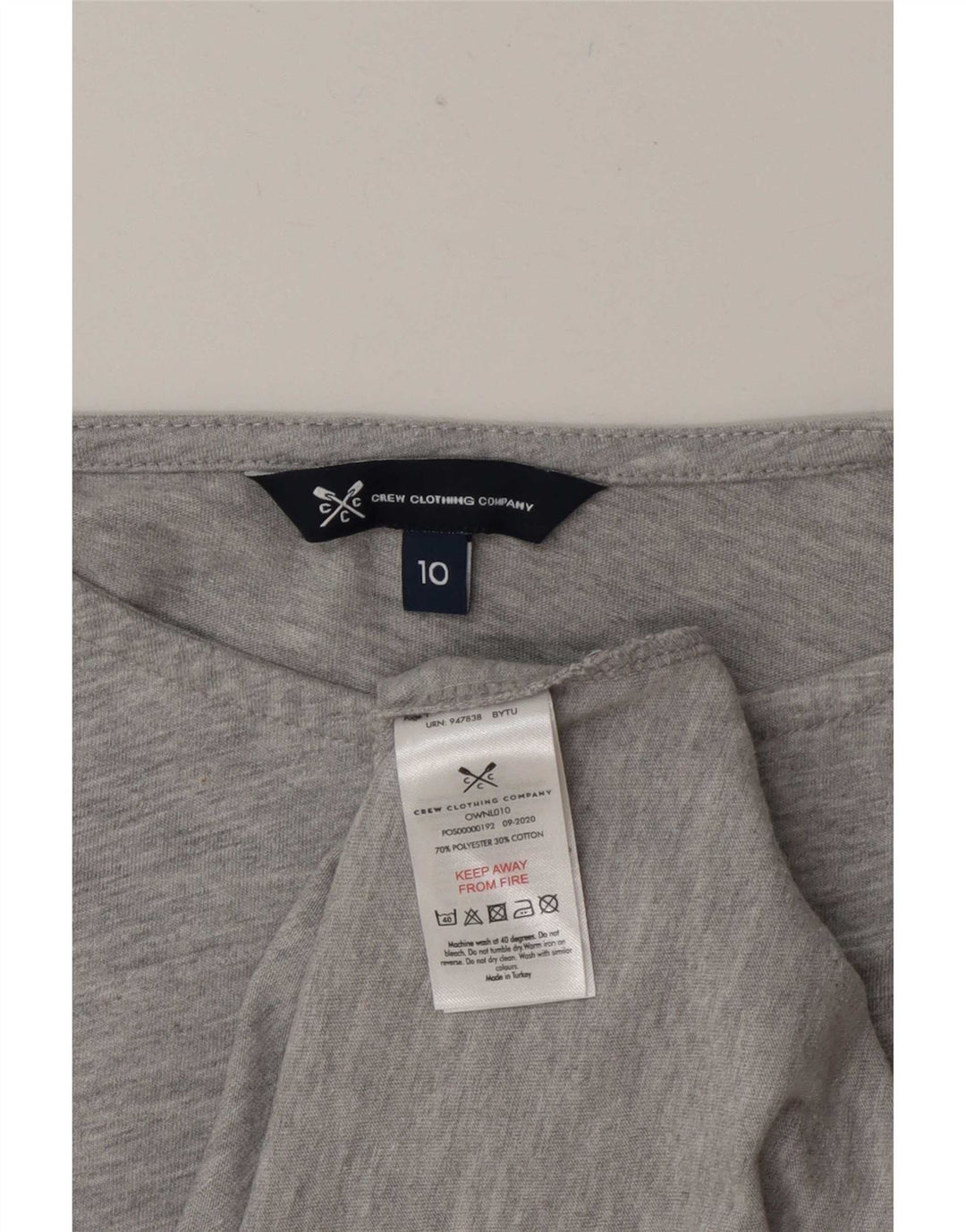 Crew Clothing Womens Top 3/4 Sleeve UK 10 Small Grey Polyester