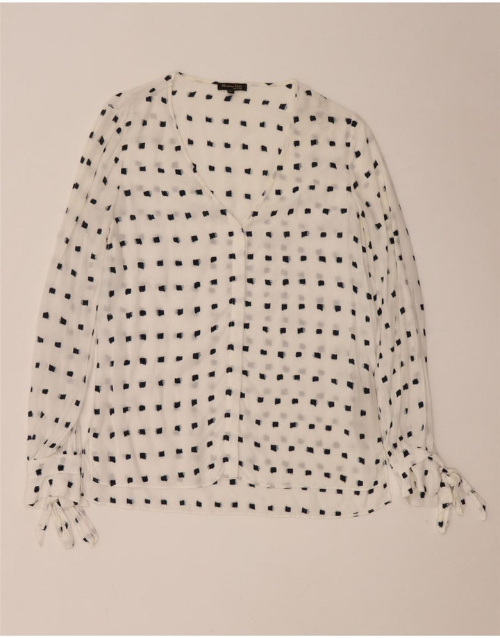 Massimo Dutti Womens Long Sleeve Blouse Top EU 36 XS White Spotted