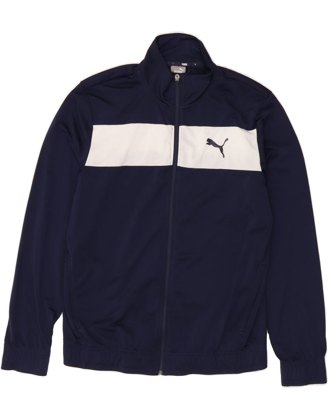 PUMA Mens Tracksuit Top Jacket Large Navy Blue Colourblock Polyester Vintage Puma and Second-Hand Puma from Messina Hembry 