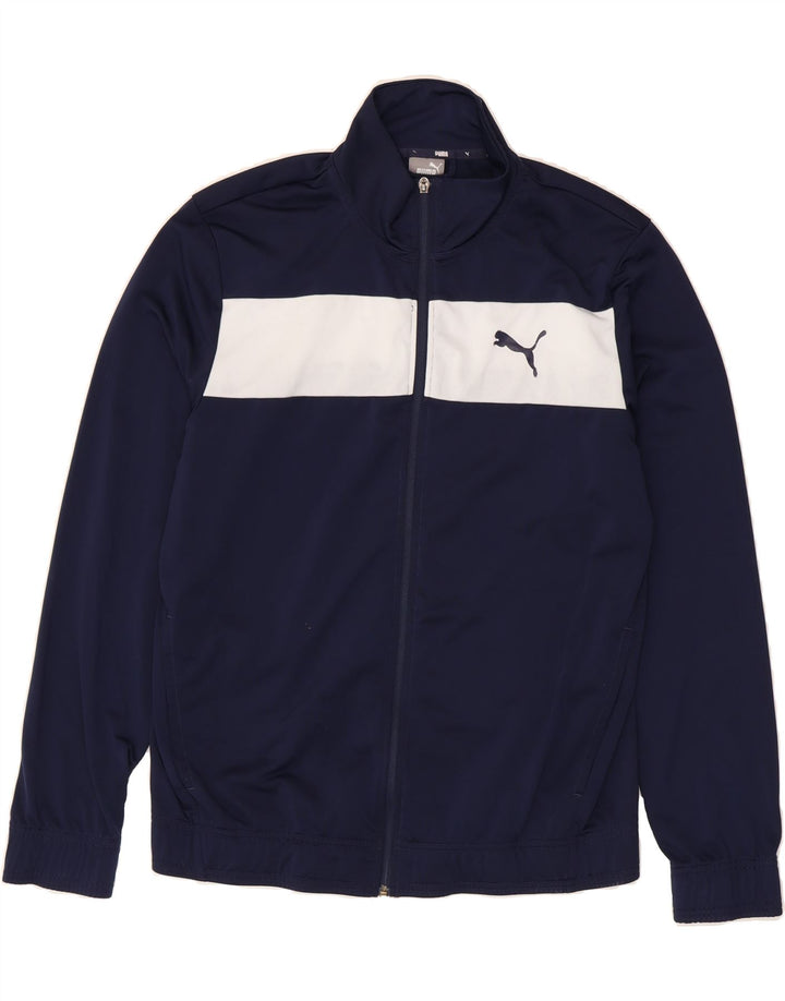 PUMA Mens Tracksuit Top Jacket Large Navy Blue Colourblock Polyester Vintage Puma and Second-Hand Puma from Messina Hembry 