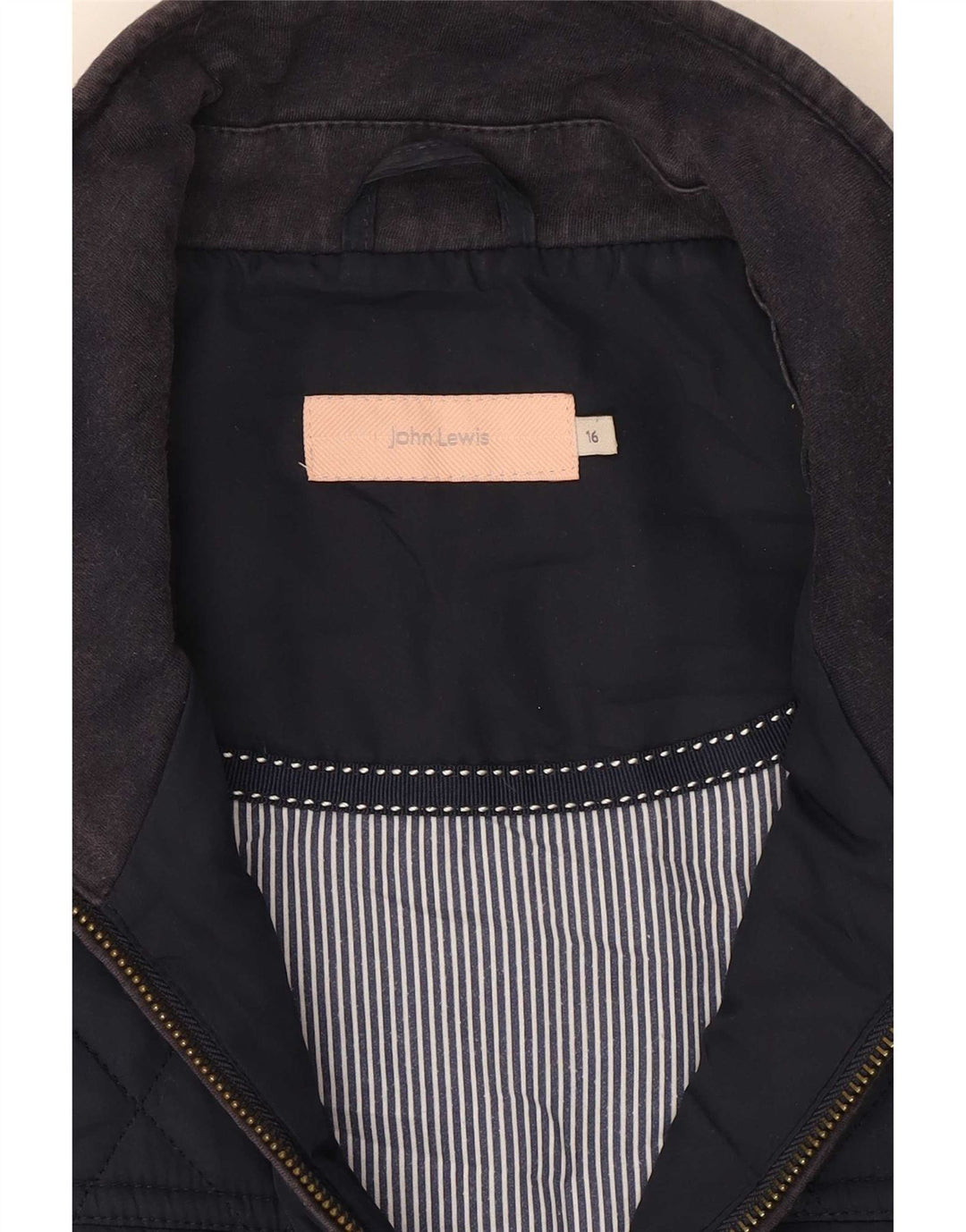 John Lewis Womens Quilted Gilet UK 16 Large Navy Blue Polyester