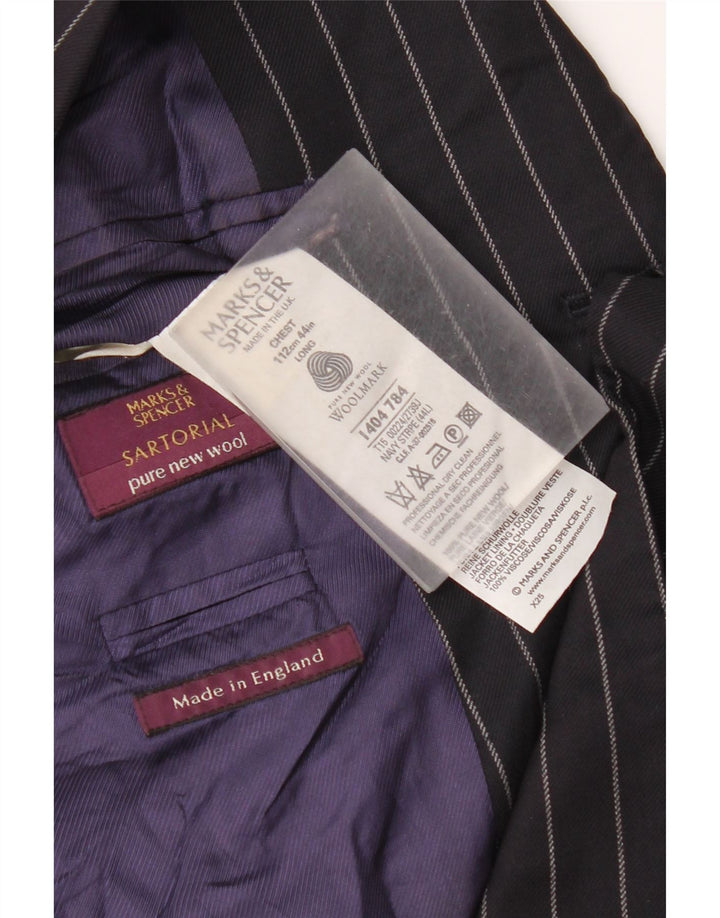 Marks & Spencer Herre 3-knaps blazerjakke UK 44 2XL Marineblå nålestribe