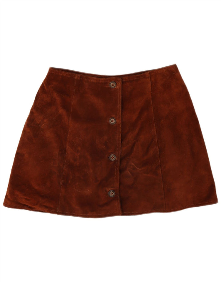 Vintage dame ruskind mininederdel W28 medium brun