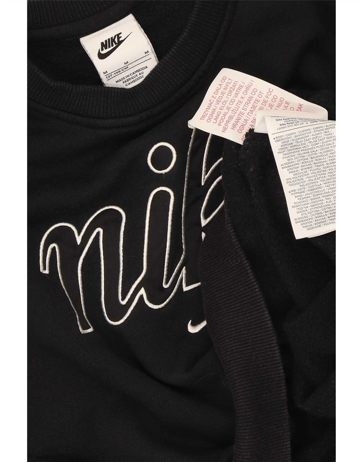 Nike Girls Oversized Crop Sweatshirt Jumper 10-11 Years Medium Black