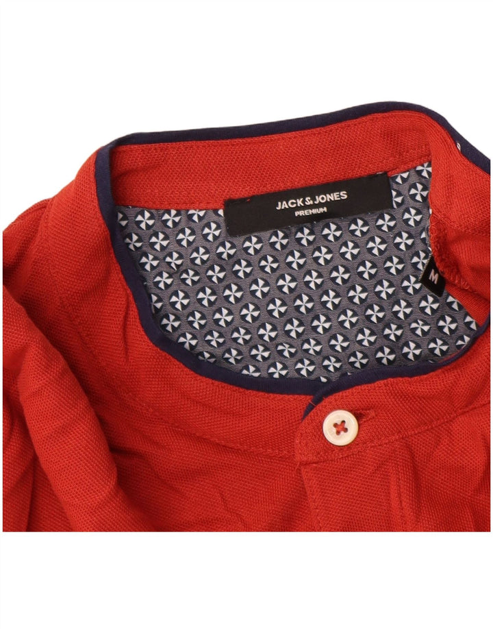 JACK & JONES Mens Polo Shirt Medium Red Cotton
