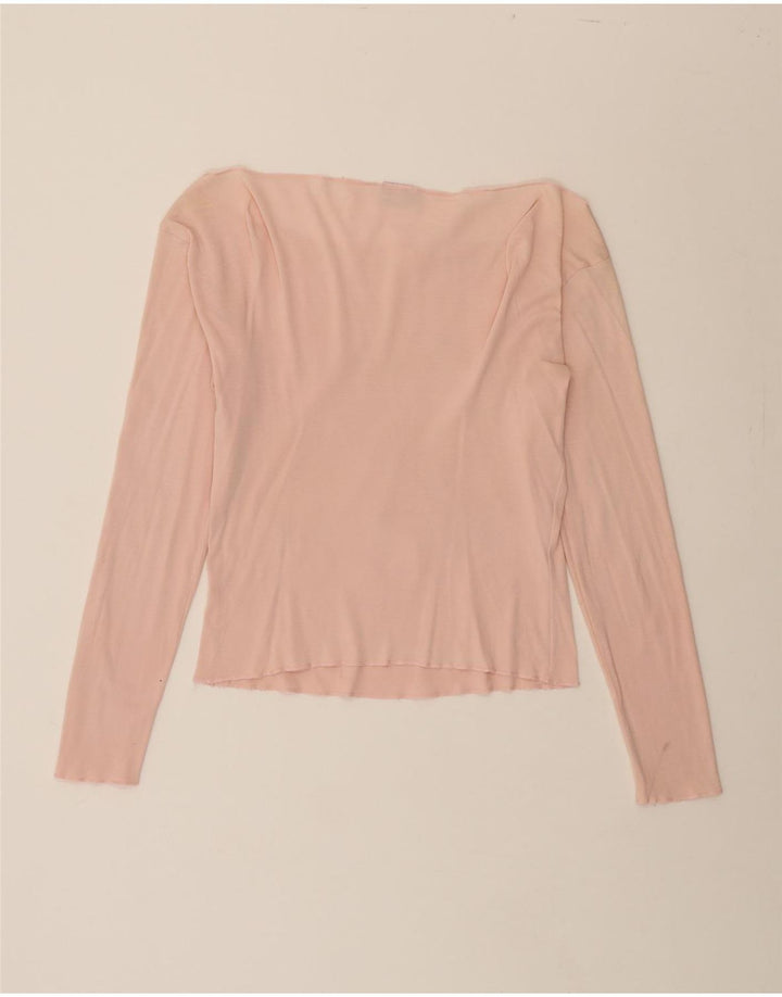 ASICS Womens Graphic Top Long Sleeve UK 12 Medium Pink Vintage Asics and Second-Hand Asics from Messina Hembry 