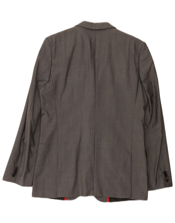 Hugo Boss Mens 2 Button Blazer Jacket EU 48 Medium Grey Wool