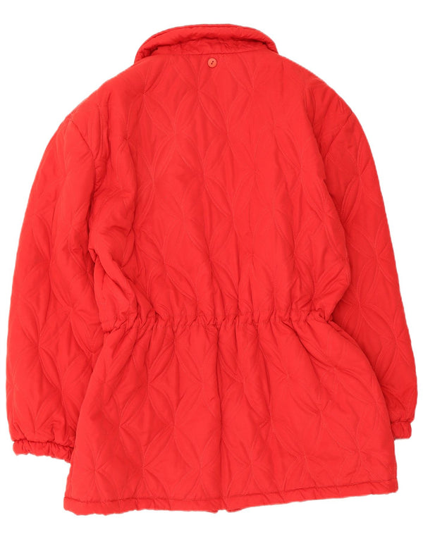 Vintage Womens Quilted Windbreaker Coat UK 14 Medium Red Viscose