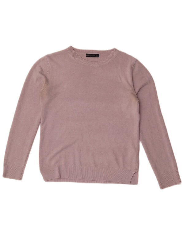 Marks & Spencer Womens Crew Neck Jumper Sweater UK 10 Small Pink Acrylic