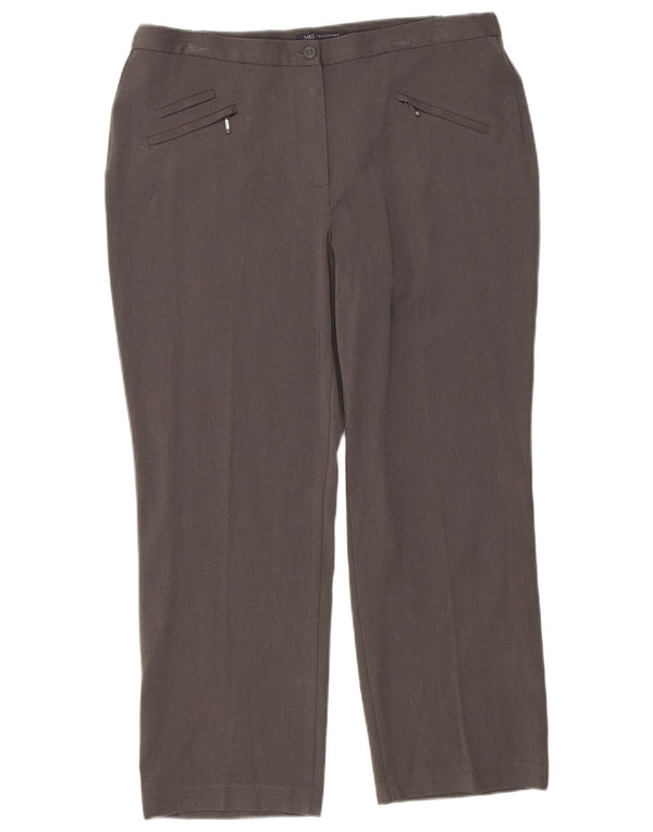 Marks & Spencer Pantalon court droit pour femme UK 16 Large W34 L26 Gris