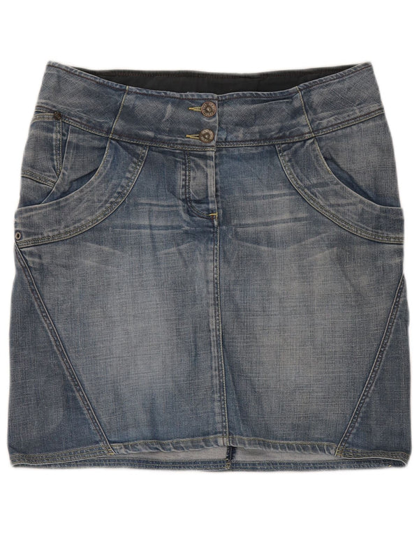 Fat Face Dame Denim Nederdel UK 12 Medium W32 Blå Bomuld