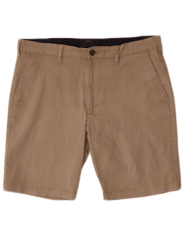Marks & Spencer Mens Chino Shorts W34 Large Brown Cotton