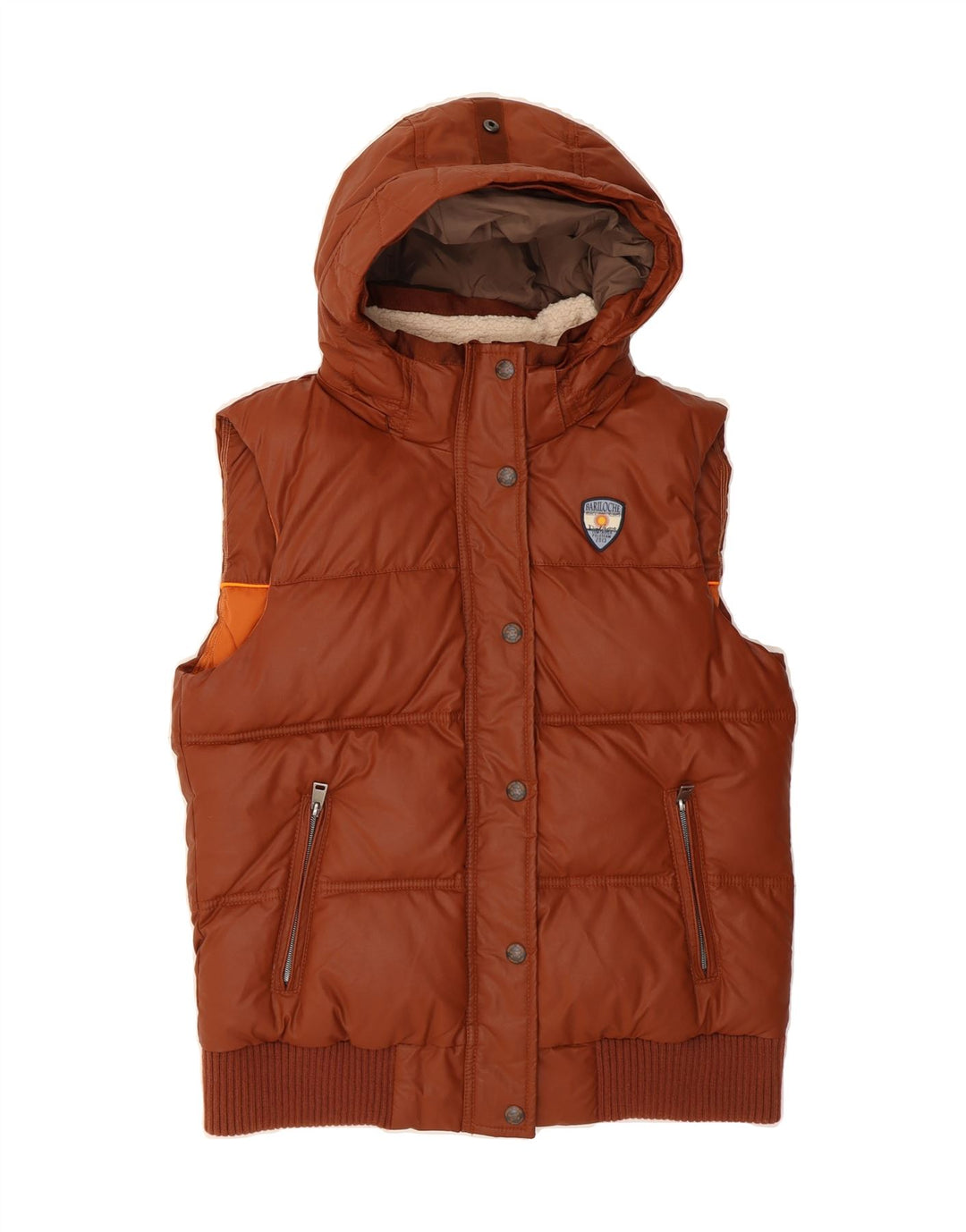 TOM TAILOR Womens Hooded Padded Gilet UK 14 Large Brown Polyester Vintage Tom Tailor and Second-Hand Tom Tailor from Messina Hembry 