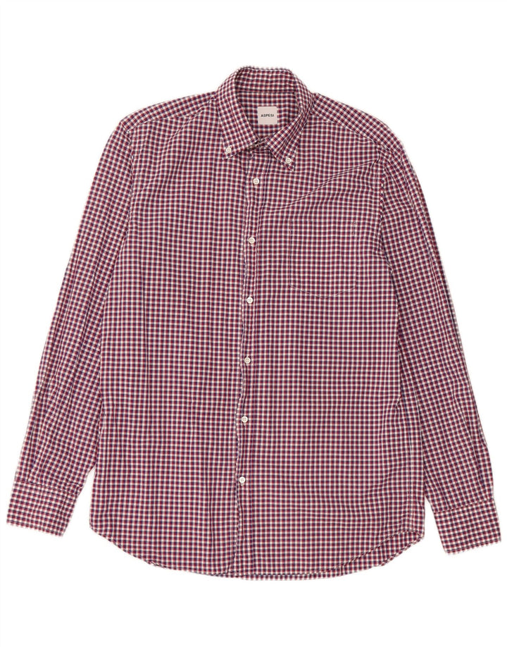 Aspesi Herre skjorte str. 41 16 Large Red Gingham Cotton