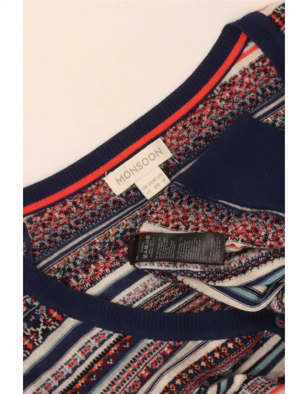 Monsoon Womens V-Neck Jumper Sweater UK 12 Medium Multicoloured Fair Isle