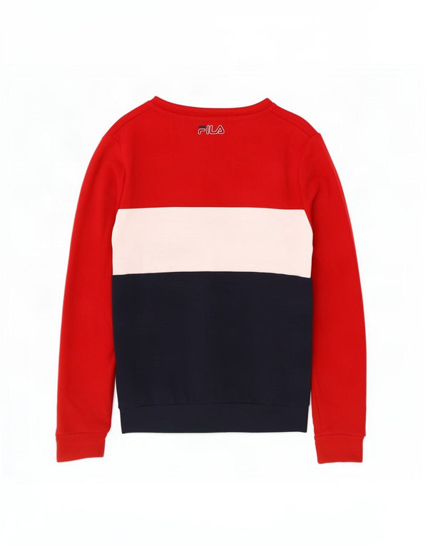 Fila Damen-Sweatshirt-Pullover UK 14 Medium Mehrfarbiger Farbblock
