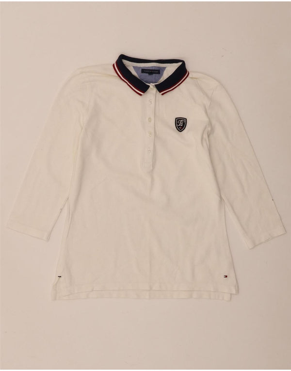 Tommy Hilfiger Polo de rugby de manga 3/4 para mujer UK 10 Small White